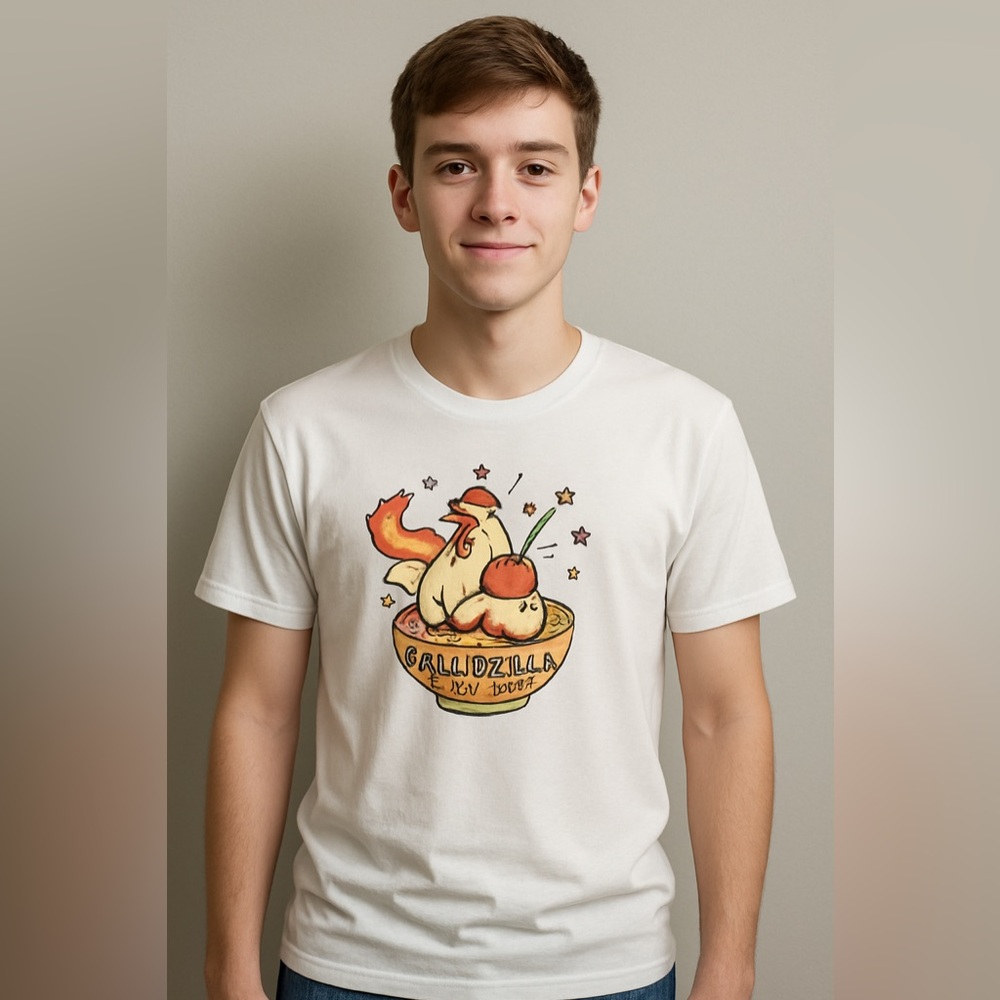Premium cotton White T-Shirt‎ with Cartoon Graphic